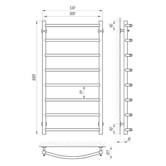 Водяна сушарка для рушників Laris Флеш П8 500x1000 Київ