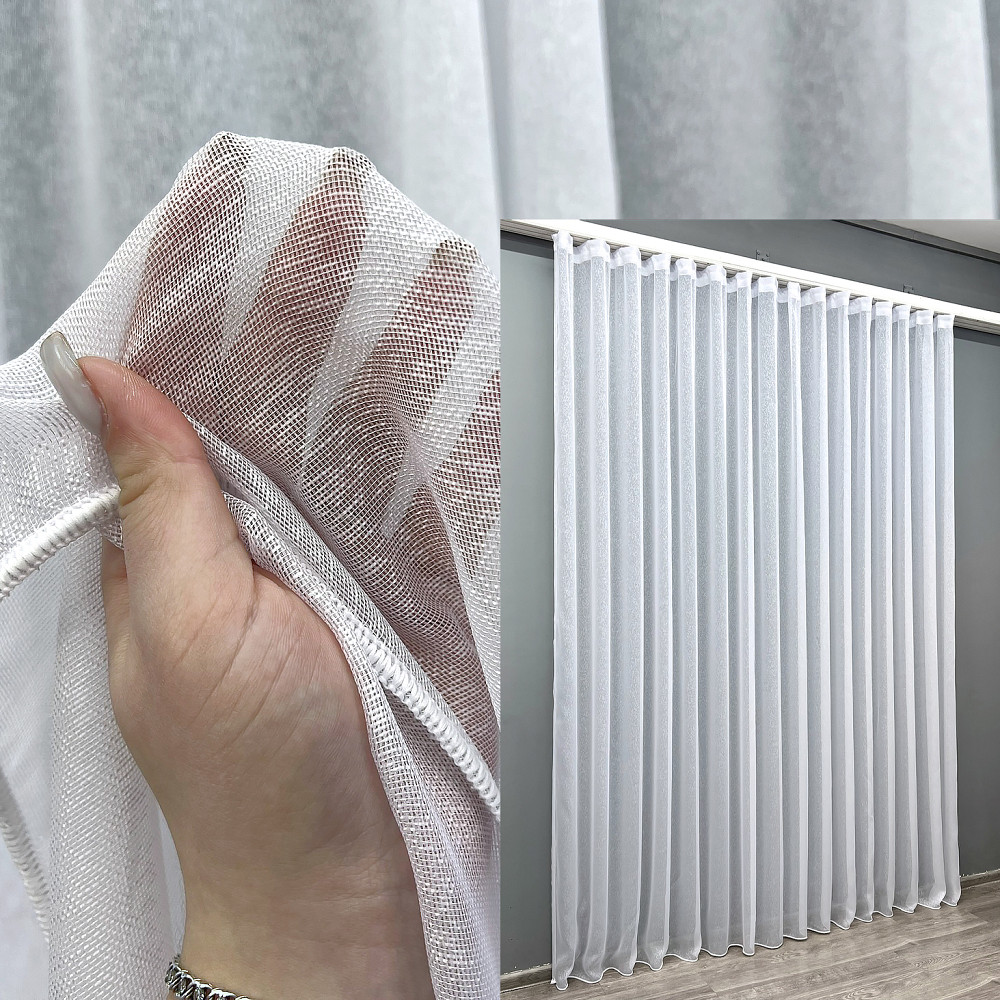 Тюль VR-Textil 1965т Премиум сетка лен дождик Linea Белый 350х270 см (42-1071) Киев - изображение 1