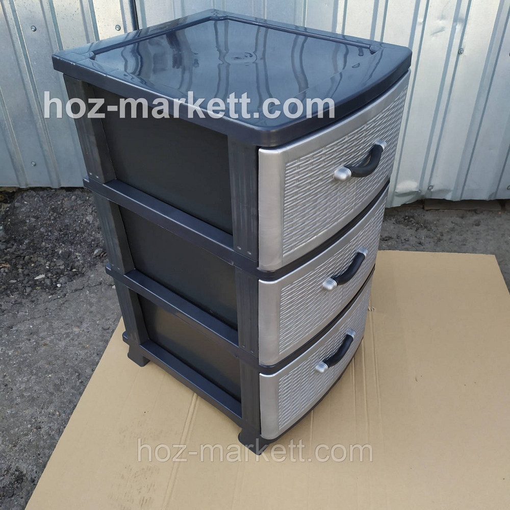 Комод пластиковый серый на 3 ящика производство Украина Харьков - изображение 9