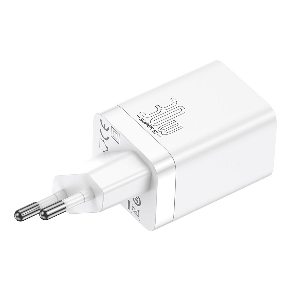 Мережевий зарядний пристрій Baseus Super Si Pro Quick Charger C+U 30W EU White Киев - изображение 5
