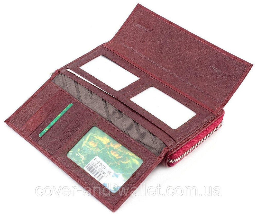 Бордовий жіночий гаманець на блискавці на багато карток Marco Coverna MC 6054 Київ - фото 4