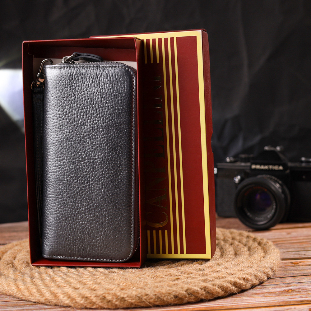 Замечательный кошелек с отливом для женщин из натуральной кожи флотар Серый (CANPELLINI) Киев - изображение 4