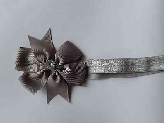 Дитяча пов'язка сіра - окружність 36-58см, бант 8см Київ