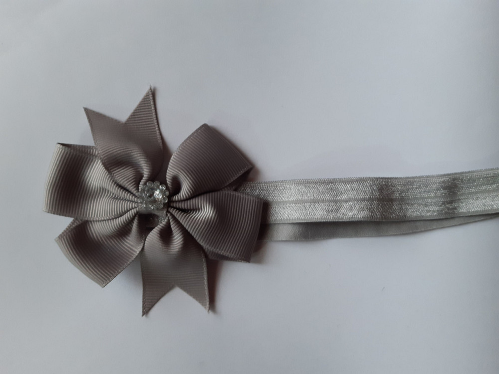 Детская повязка серая - окружность 36-58см, бант 8см Киев - изображение 1