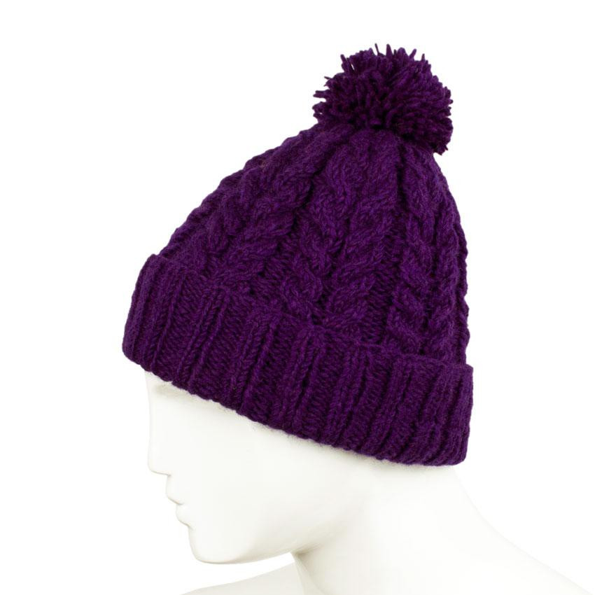 Шапка в'язана з бубоном вовняна Київ - фото 1