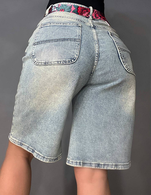 Шорти жіночі джинсові Liana 4-012 бермуди середня довжина з ременем блакитні, блакитний, З2, 32, 88 см, 122 см Київ - фото 6
