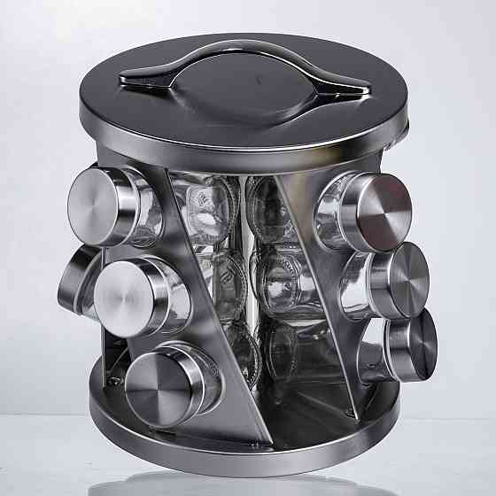 Yiwu Карусель для спецій 12 баночок по 100 мл, хром HP-1368 Коломия