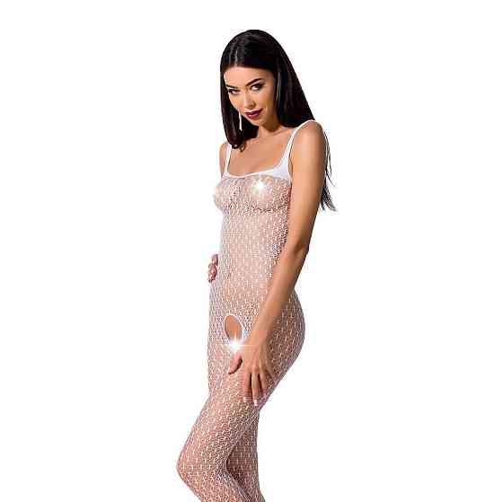 Бодістокінг Passion BS071 white, комбінезон на бретелях Sex Aura Київ