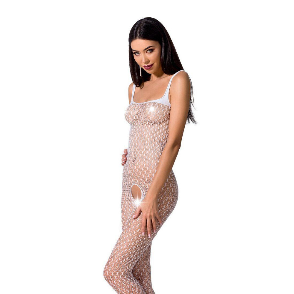 Бодістокінг Passion BS071 white, комбінезон на бретелях Sex Aura Київ - фото 1