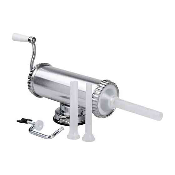 Шприц для колбасы ручной 8×25 см горизонтальный колбасный шприц 1.5 л для фарша 3 насадки 16788-1 Киев