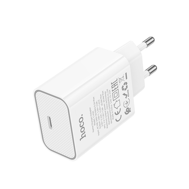 Сетевое зарядное устройство HOCO C143A Benefit single port PD20W charger White Одесса - изображение 3