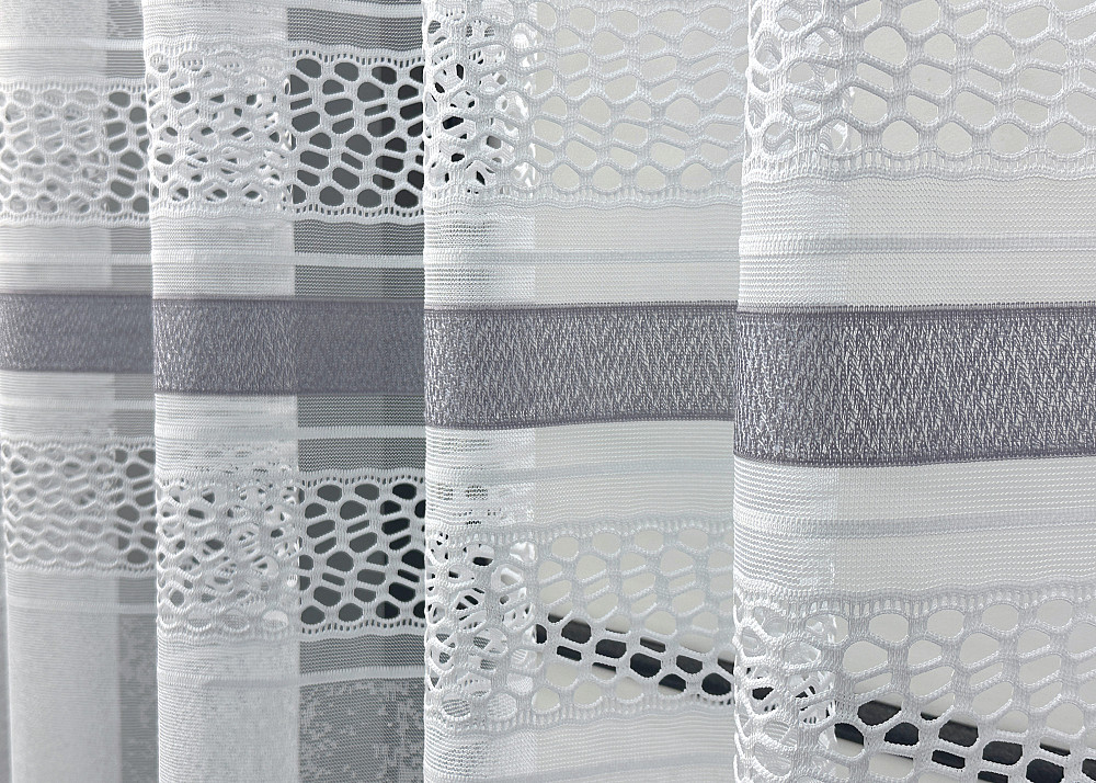 Короткий тюль жакард, висотою 1,5м, колір білий з сірим 1947т Київ - фото 4
