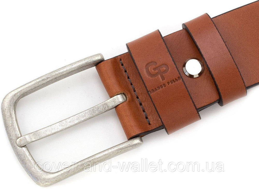 Светло-коричневый мужской кожаный ремень для джинсов или брюк 40мм Grande Pelle Classico Киев - изображение 3