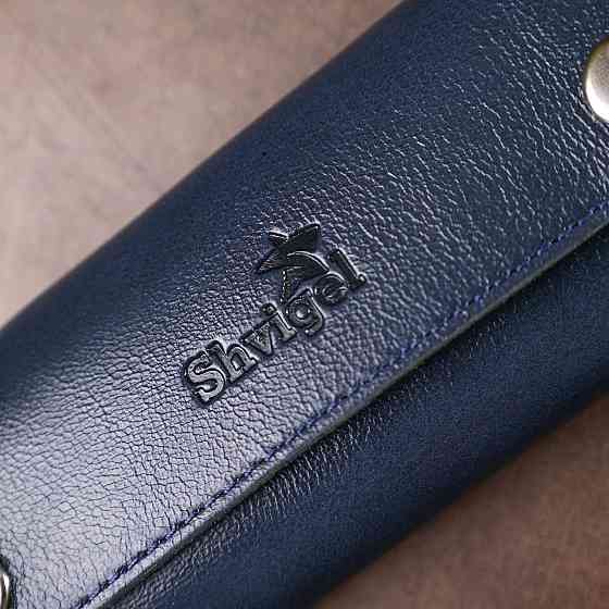 Практичная кожаная ключница Shvigel 16533 Синий Киев