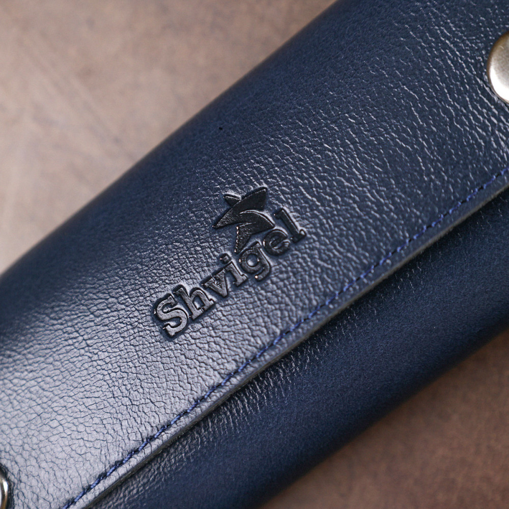 Практичная кожаная ключница Shvigel 16533 Синий Киев - изображение 3