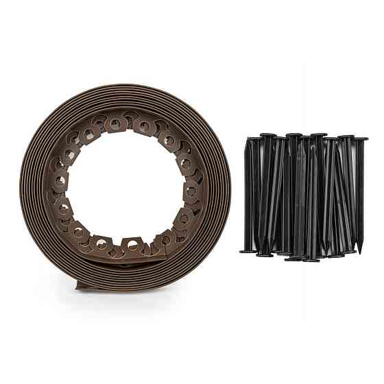 Бордюр газонний 40мм х 10м з комплектом кілків, EASY BORDER, коричневий, OBEBR4010SET Київ