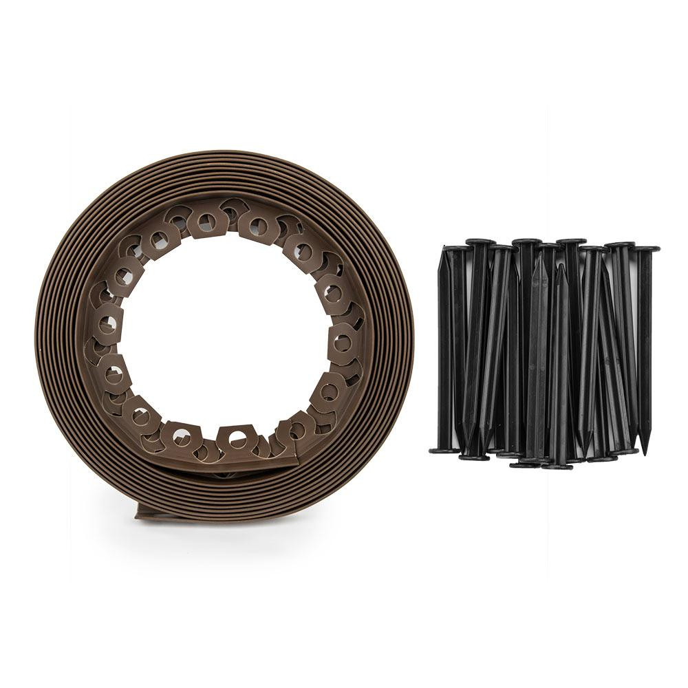 Бордюр газонний 40мм х 10м з комплектом кілків, EASY BORDER, коричневий, OBEBR4010SET Київ - фото 2