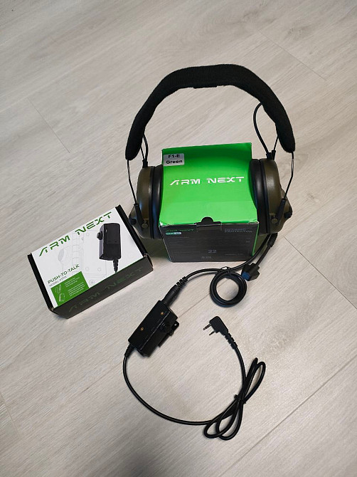 Тактические наушники с шумоподавлением Arm Next с переходником для радиостанции Kenwood (Оливковый) Киев - изображение 5