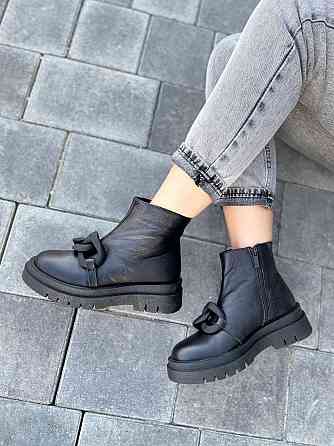 Женские черевики 032 черные натуральная кожа высота 14см подошва 3см размер 36-40 (4816) Коломыя