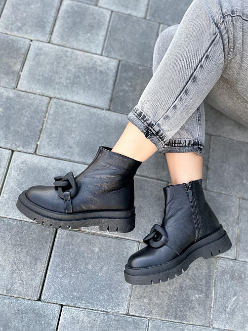 Женские черевики 032 черные натуральная кожа высота 14см подошва 3см размер 36-40 (4816) Коломыя - изображение 3