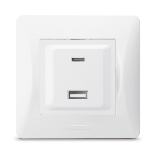 BINERA білий Розетка внутрішня USB+Type-C зарядний пристрій Videx Житомир