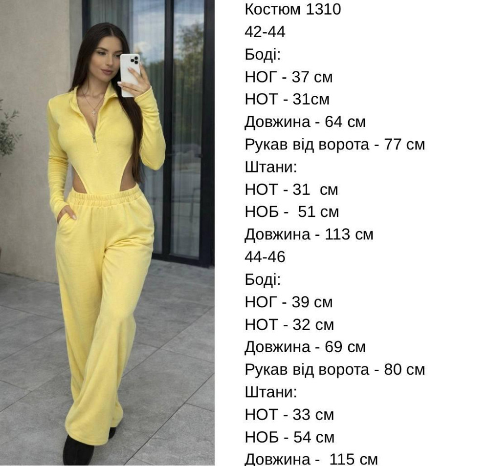 Жіночий стильний повсякденний костюм: боді + штани велюр плюш Чорний, 44/46 Одеса - фото 2