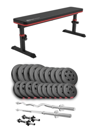 Набір Hop-Sport Premium 105кг з лавою HS-1025 Pro, штангами та гантелями Київ