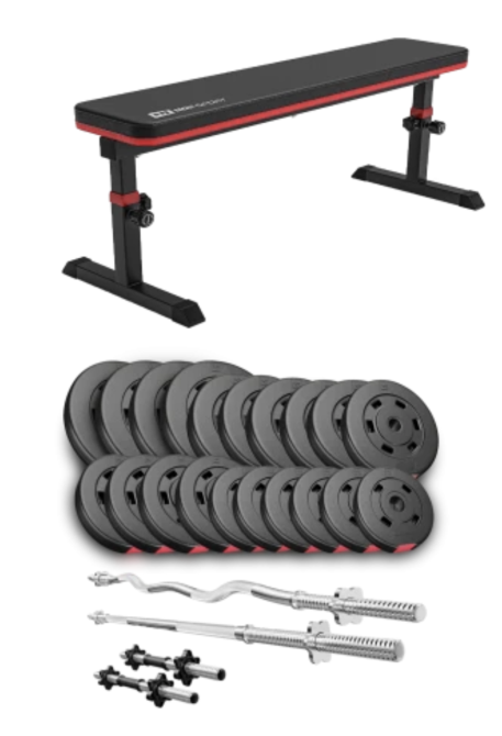 Набір Hop-Sport Premium 105кг з лавою HS-1025 Pro, штангами та гантелями Київ - фото 1