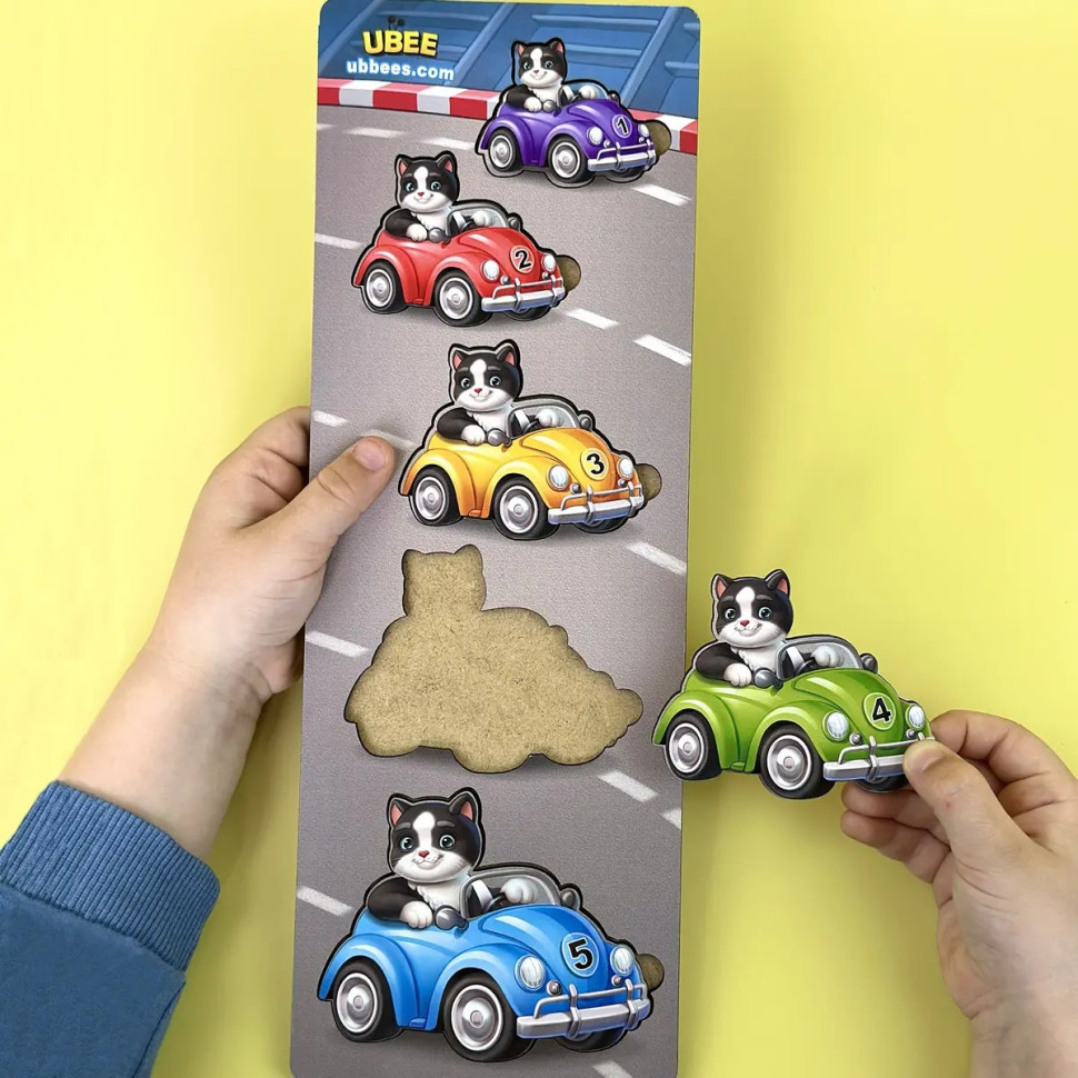 Дерев'яний дитячий сортер "Гонщики більше - менше" (ПСД298) PSD298 Вінниця - фото 2