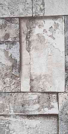 Шпалери вінілові на флізеліні AdaWall Roka 1.06х10 під плитку структурні бежеві сірі сріблясті 23106-2 Київ