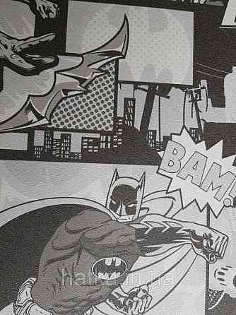 Метрові вінілові шпалери на флізеліні AdaWall Ada Kids дитячі бетмен комікси чорний сірий Київ