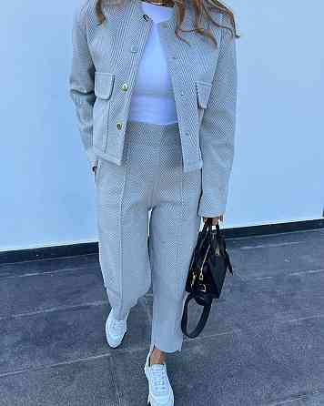 Женский базовый костюм двойка: бомбер и штаны кашемир трикотаж «Елочка» Одесса