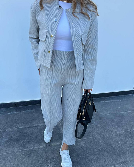 Женский базовый костюм двойка: бомбер и штаны кашемир трикотаж «Елочка» Одесса - изображение 1