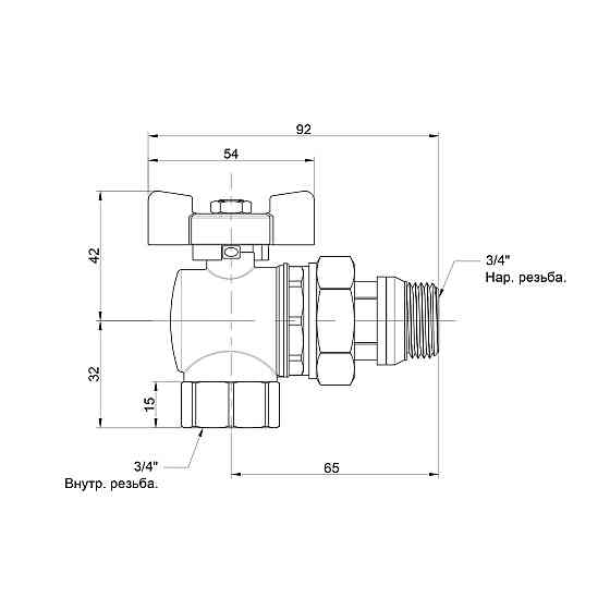 Кран кульовий Icma FAR. ROSSA 3/4" кутовий No362 Київ