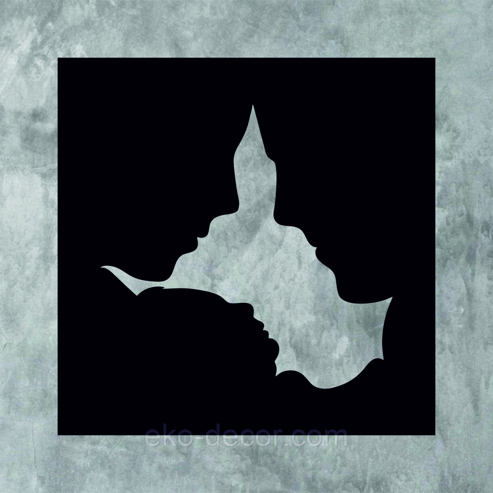 Декоративне настінне 3D Панно «Силует пари», Декор на стіну з об'ємом 90*90 см, Чорний Київ - фото 8