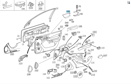 Mercedes-Benz  A2207271588 1A26 Накладка внутрішньої ручки відкриття передніх лівих дверей бежева S-class short W220 S-class long V220 Одеса