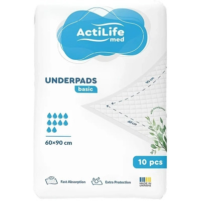 Пеленки для младенцев ActiLife Med Basic 60 х 90, 10 шт (4820174981426) Винница - изображение 1