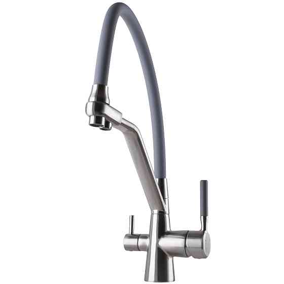 Змішувач для кухні під осмос Globus Lux GLLR-0800-08-02 гофрований  на гайці латунь,Сталь-Сірий Київ