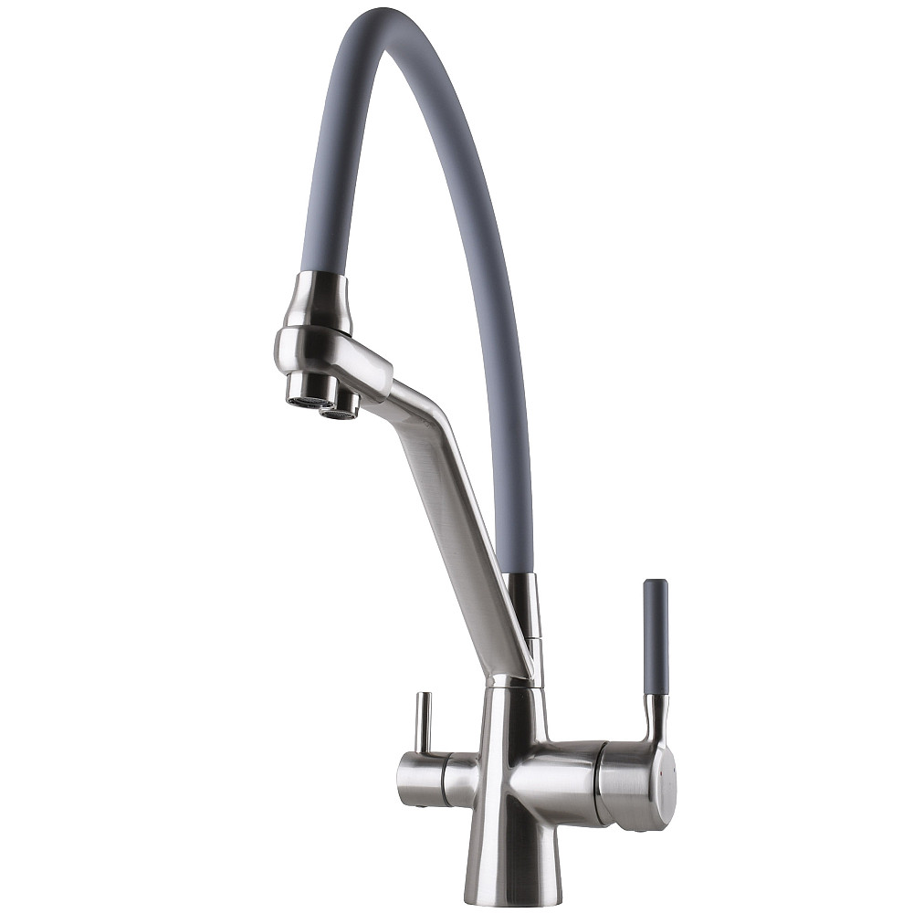 Змішувач для кухні під осмос Globus Lux GLLR-0800-08-02 гофрований  на гайці латунь,Сталь-Сірий Тернопіль - фото 3