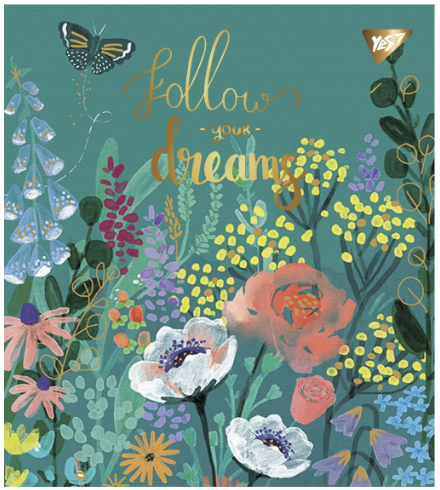 Зошит для записів А5/24 лін. "YES" "Follow your dreams" мат. ВДЛ+ УФ-виб+Pantone Gold 766856, шт Київ - фото 1