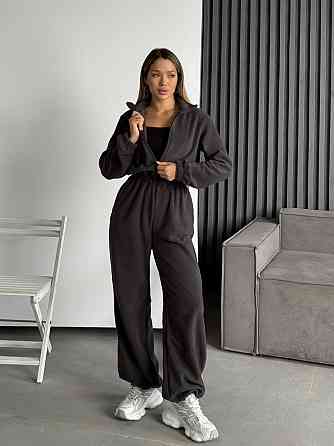 Жіночий теплий повсякденний комбінезон двосторонній поліс фліс Графіт Одеса