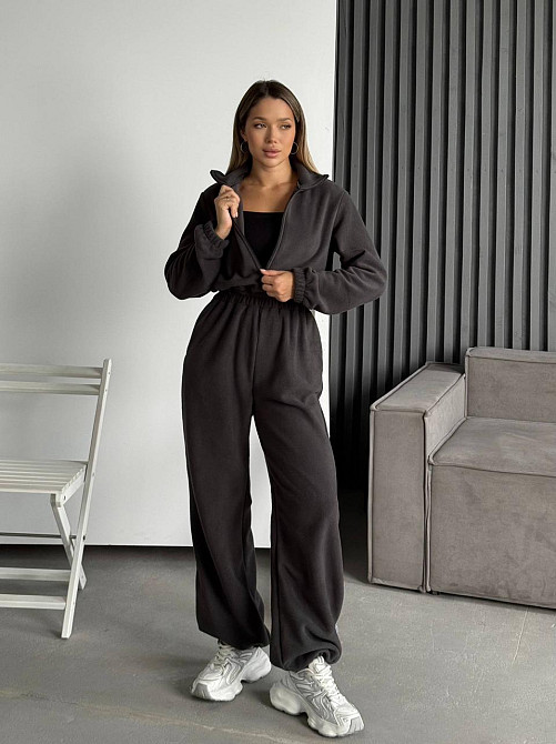 Женский теплый повседневный комбинезон двусторонний полар флис Графит Одесса - изображение 2