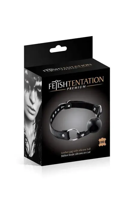 Кляп Fetish Tentation Premium Leather gag with silicone ball Black Львів - фото 2