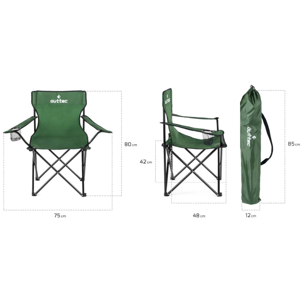 Крісло туристичне розкладне Outtec з чохлом зелений Киев - изображение 7