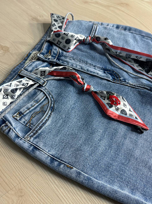 Джинсы женские Dragon 8330 flare клеш от колена с поясом увеличенные размеры голубые, голубой, 31, 31, 84 см, 108 см Киев - изображение 3