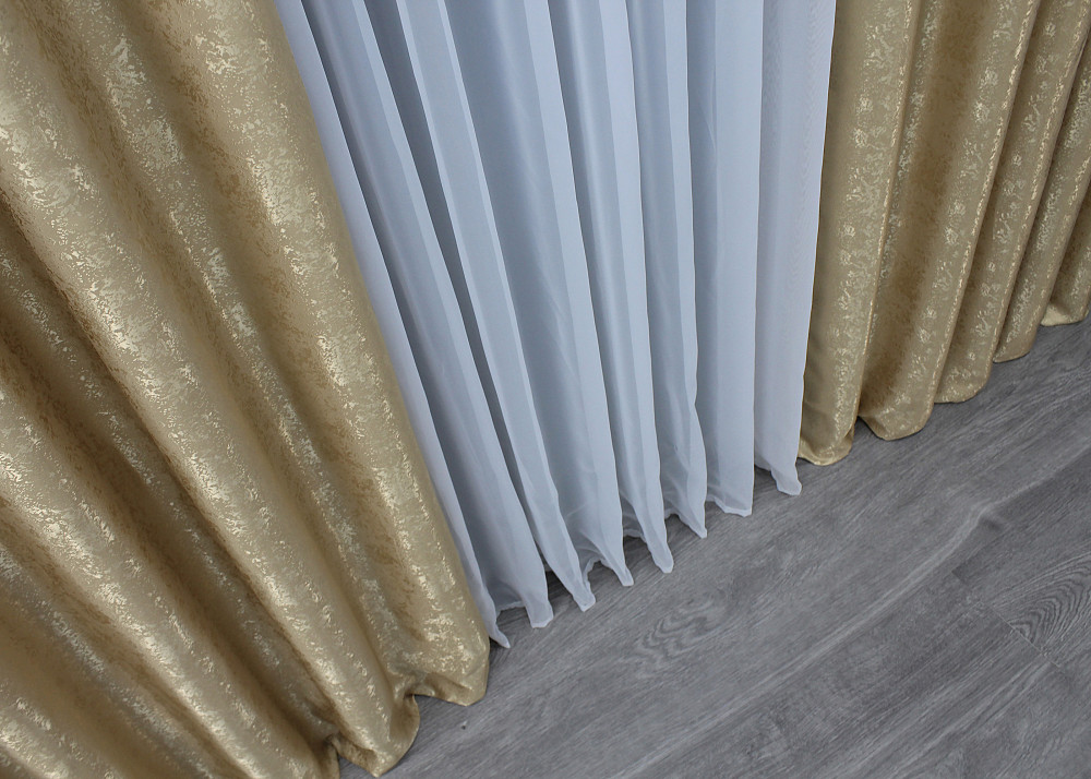 Комплект готових штор VR-Textil Жакард Мармур Al1 № 438ш Темно бежевий 150х270 см 2 шт (30-875) Київ - фото 7