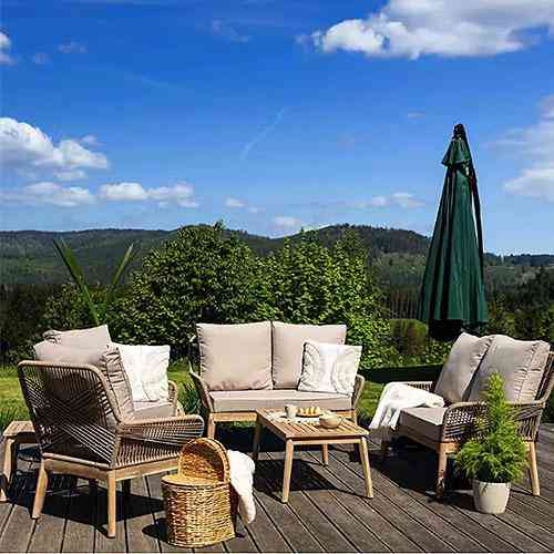 Комплект садових меблів для тераси, двору, балкона, набір столу та стільців для відпочинку Akaia Бежевий Київ