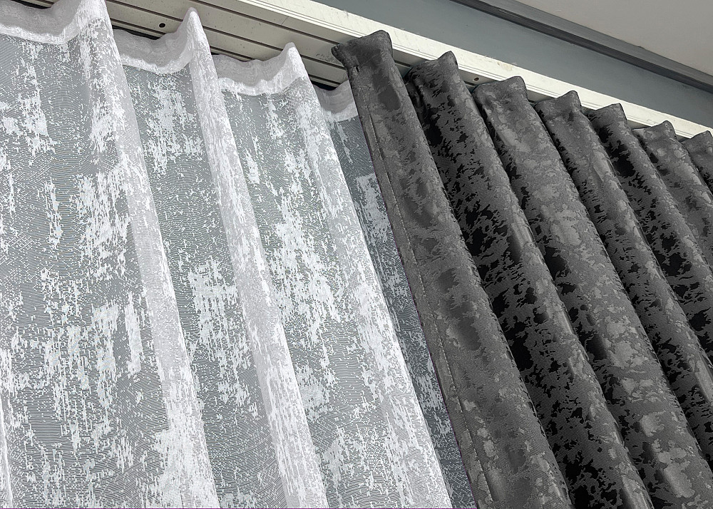 Комплект штор VR-Textil Льон Мармур 150х270 2шт і Тюль 500х270 1267ш-1400т Сіро-коричневий з білим 71-140/4 Київ - фото 7