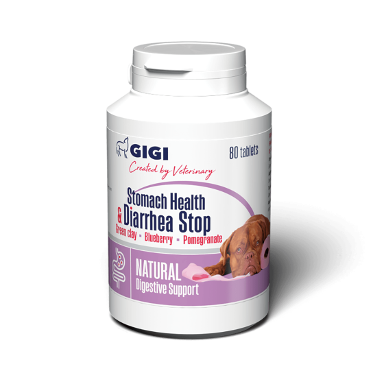 Добавка GIGI Stomach Health & Diarrhea Stop для заспокоєння травної системи та лікування діареї у великих собак, 80 таблеток Вінниця