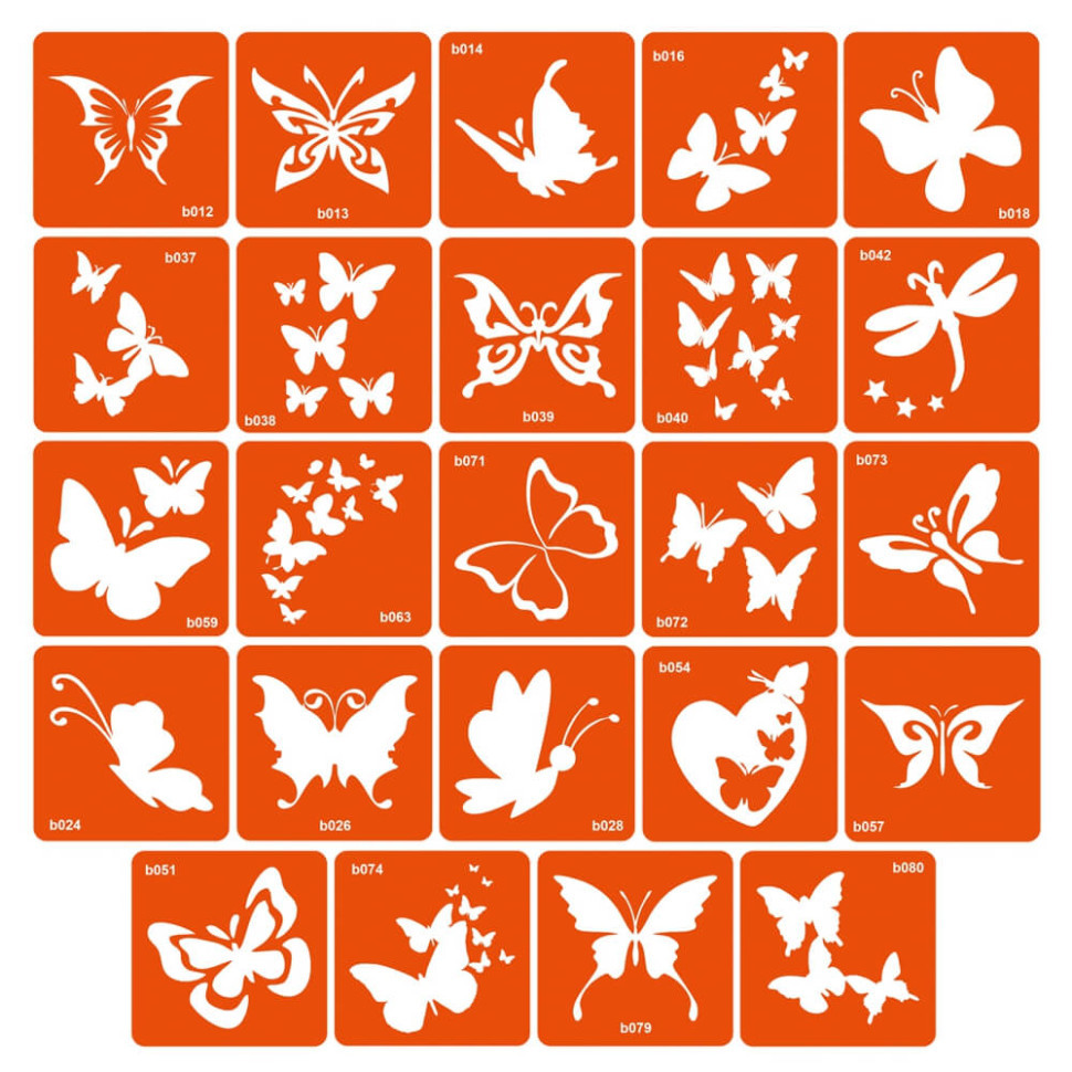 Набор трафаретов для био-тату «B - бабочки» b-simple_24_1 Винница - изображение 1